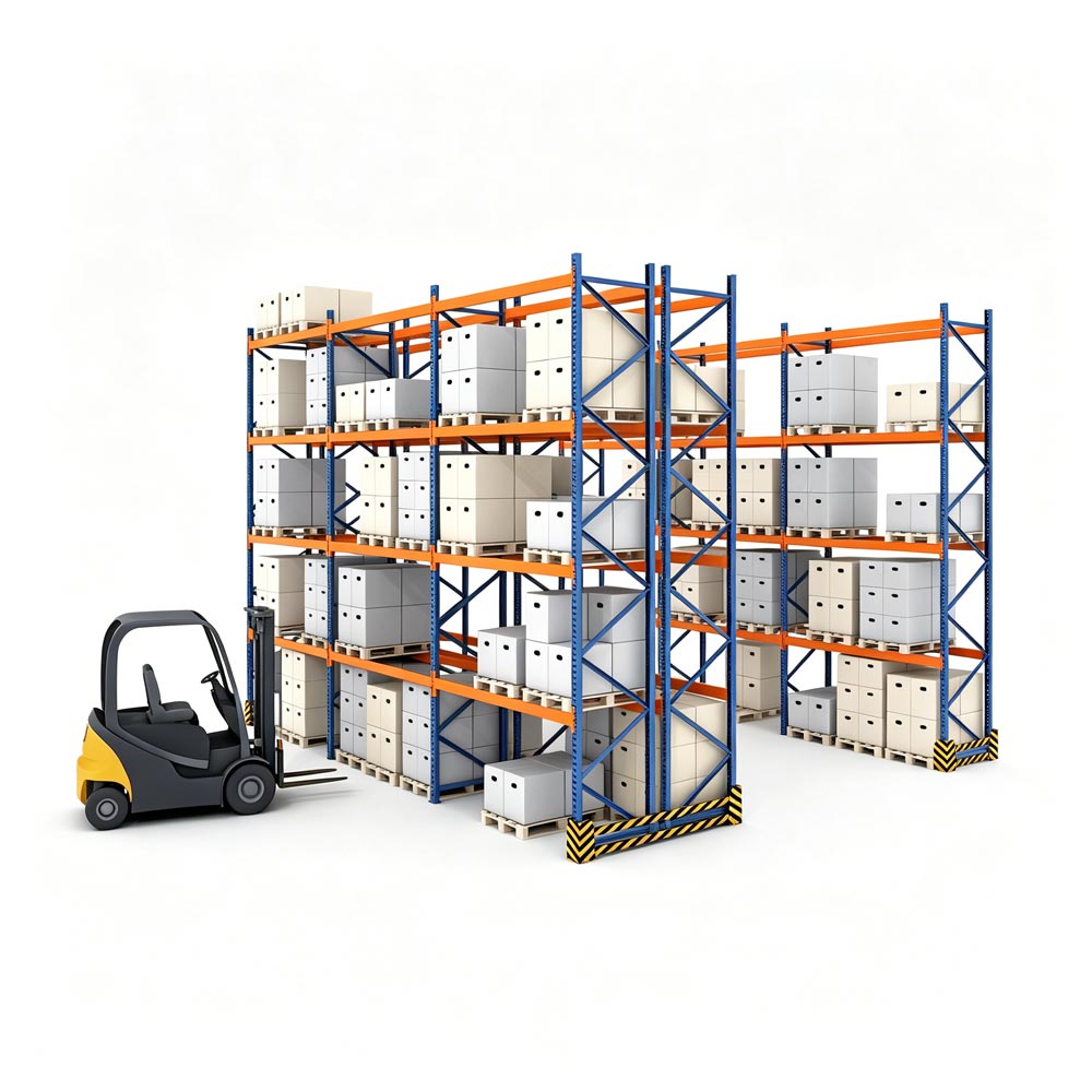 Sistema de rack de paletización pesado para almacenamiento industrial